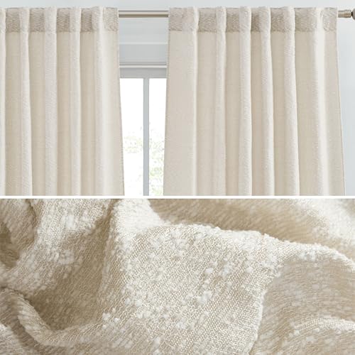 HLC.ME Easton, Living Room Curtains - Jacquard Slub Textured Chenille Curtains - Privacy Curtains with Back Tab Rod Pocket Window Curtains Panels for Bedroom, 2 Panels (52 x 84 Inch, Taupe)