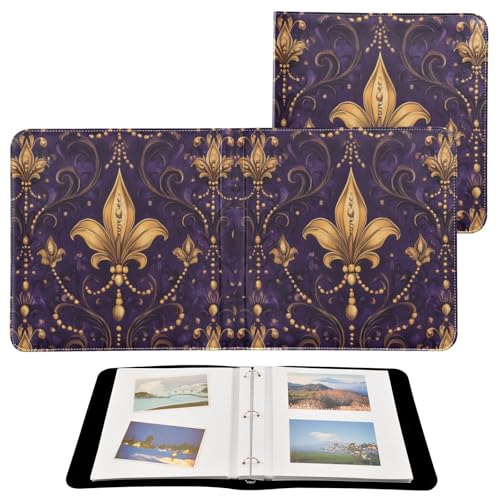 Álbum de Fotos Adhesivo para Manualidades, Álbum para Recortes con Diseño Fleur De Lis y Mardi Gras, Álbum de Anillas de 3 Piezas, Libro Fotográfico de 40 Páginas para Fotos de 8x10 pulgadas miniatura 2