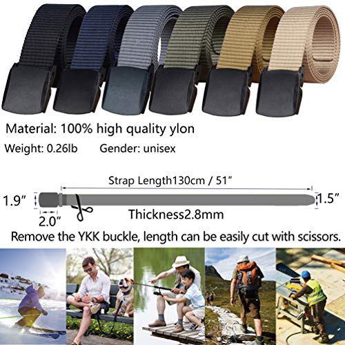 LionVII Mens Belt Web - Mens Fashion Belt Plastic Buckle Breathable for Work Casual - Adjustable Trim to Fit 27-49" Waist2
