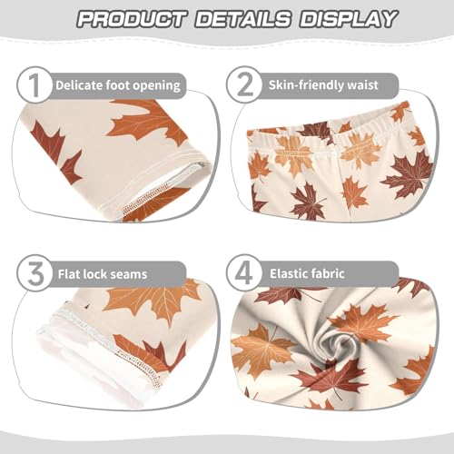 Brown Maple Leaves Girls Leggings Soft Stretch Workout Yoga Dance Pants for Kids Casual Tights3