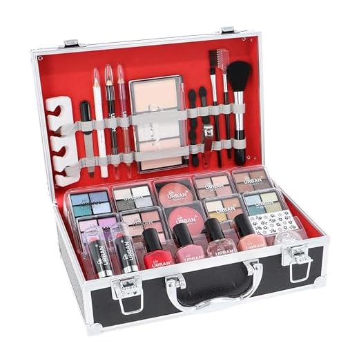 Love Urban Beauty Végétalien Divine French Manicure Coffret Maquillage - Ombres à paupières, Illuminateur, Rouge à lèvres, Blush, Pinceaux, Accessoires Manucure - Trousse de Toilette pour Maison