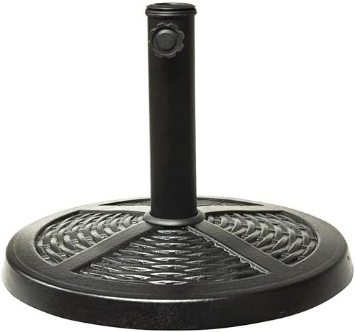 Garden Mile® - Base per ombrellone da giardino, quadrata, rotonda, effetto granito, ghisa effetto rattan