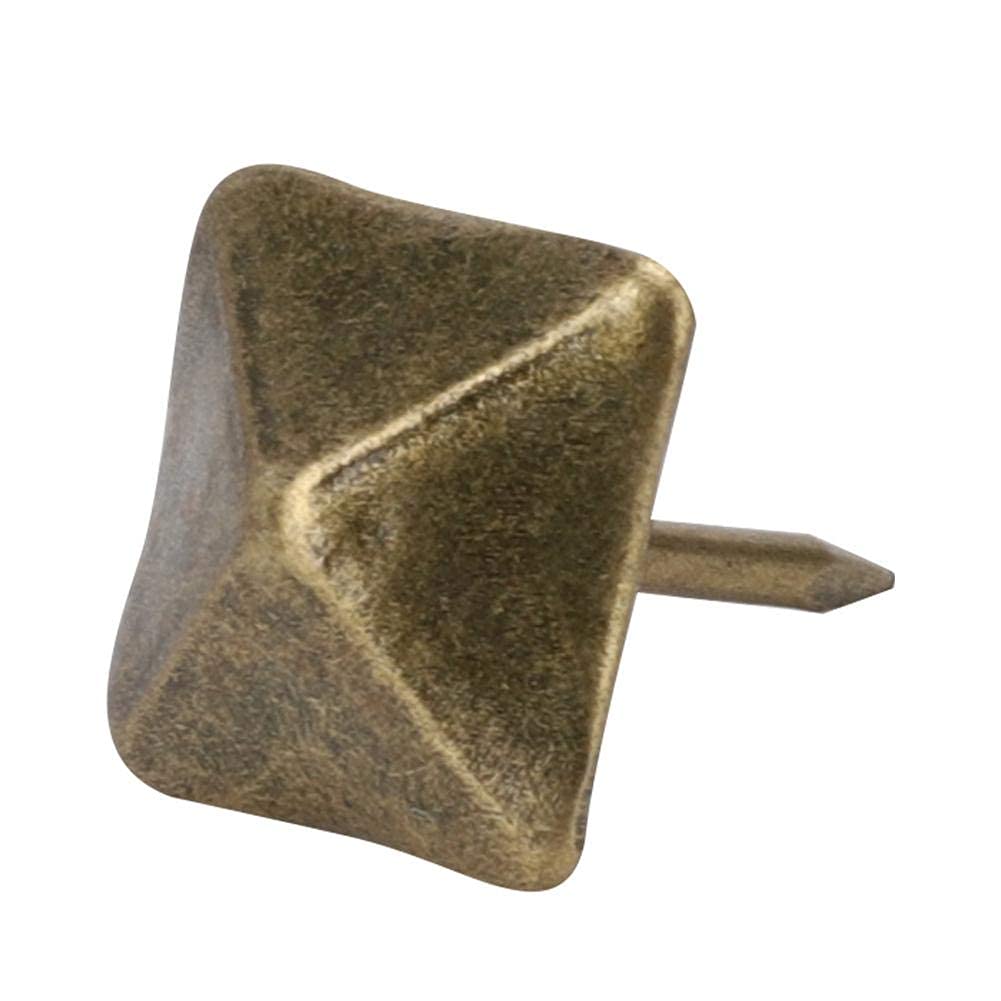 Heepdd As Shown Square Upholstery Nails 50Pcs, Antique Finish Decorative Tacks For Furniture Door Sofa Wood Projects 14X20mm Brass Style Nail Head Pins For Home Decor And Diy Craft Use