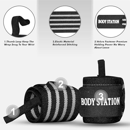 Image of Pro Weightlifting Wrist Wraps with Thumb Loop | Adjustable Gym Wrist Support for Men & Women - Powerlifting, Crossfit, Strength Training & Pain Relief