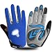 Cycling Gloves Kids Boys Girls Youth Full Finger Pair Bike Riding, Children Toddler Touch Screen Mountain Road Bicycle Warm Cold Weather Gel Padded, Color Blue Orange Age 2-11 (Blue, XL (Age 9-11))
