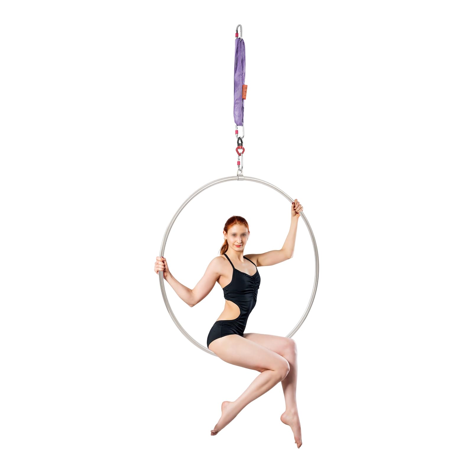 Aerial Hoop Set 95Cm, Luftring Aus Edelstahl Mit ZubehöR | Für Luftakrobatik, Aerial Yoga, Fitness; 2,5cm RohrstäRke für Sicheren und Komfortablen Halt Bei Verschiedenen ÜBungen