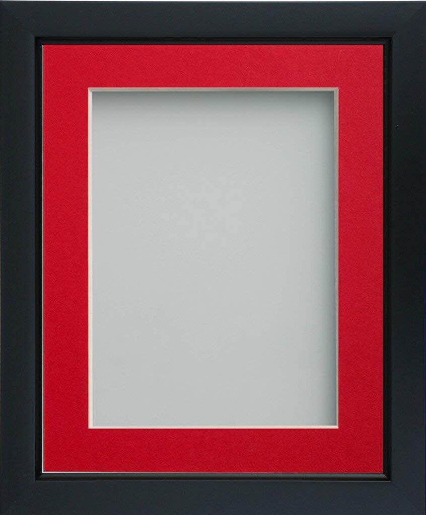 Frame Company Ainsworth Range Black 16x12 inch Picture Photo Frame with Red Mount for Image 12x8 inch * Choice of Sizes* Fitted with Real Glass