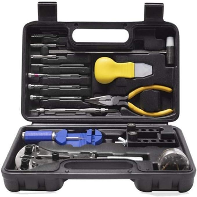 Premium Watch Repair Kit with Carrying Case - Includes Battery Replacement Tools Link Remover Set and Case Opener