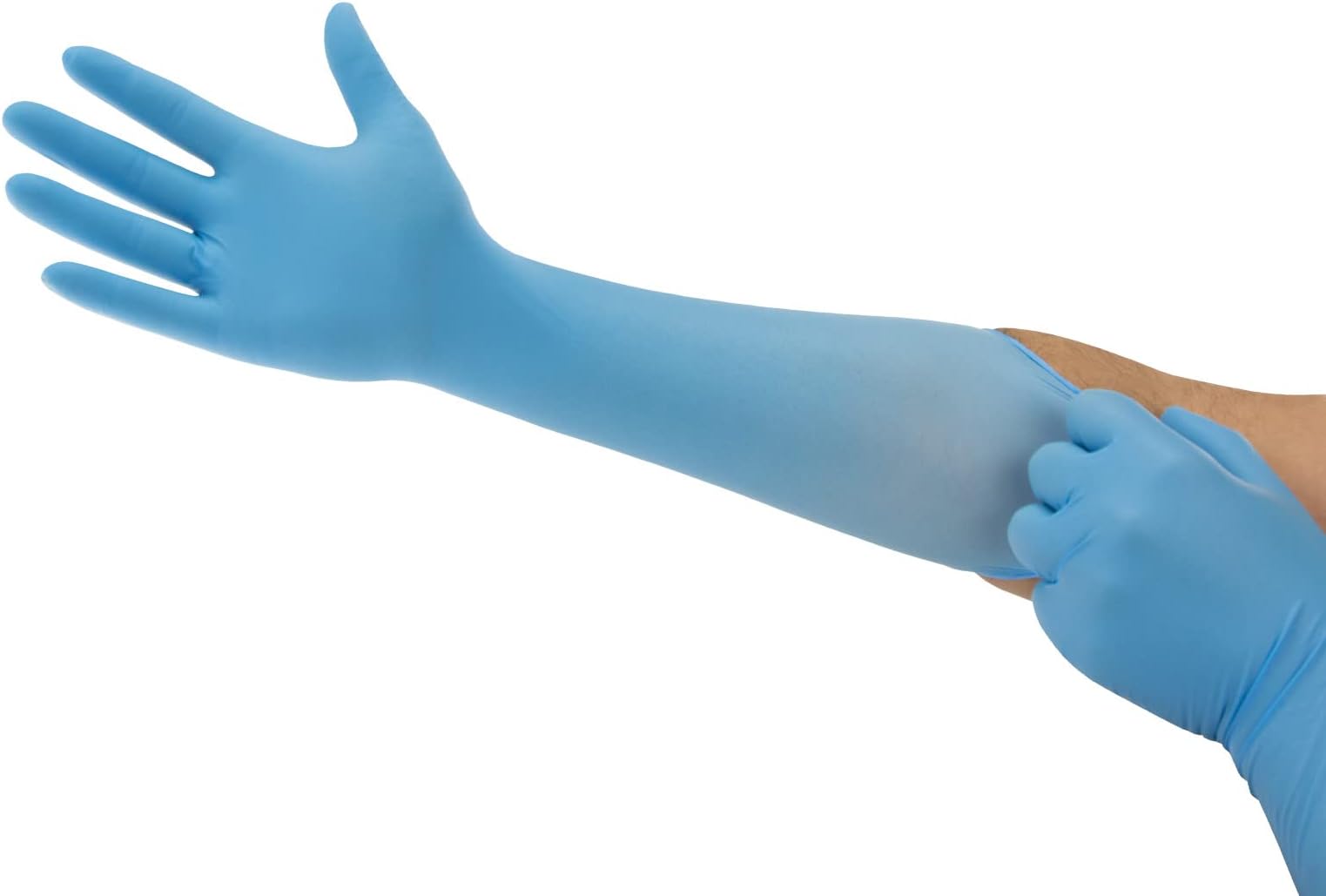 MicroFlex 93-243 Disposable Nitrile Gloves, with Extended Cuff for Food Processing or Life Sciences Industries, Blue, Size XL (100 Gloves)