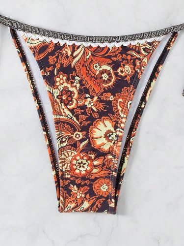 Image of BYFINECANY Women's Floral Printed Bathing Suit Halter Paisley Summer Swimsuit Bikinis Set