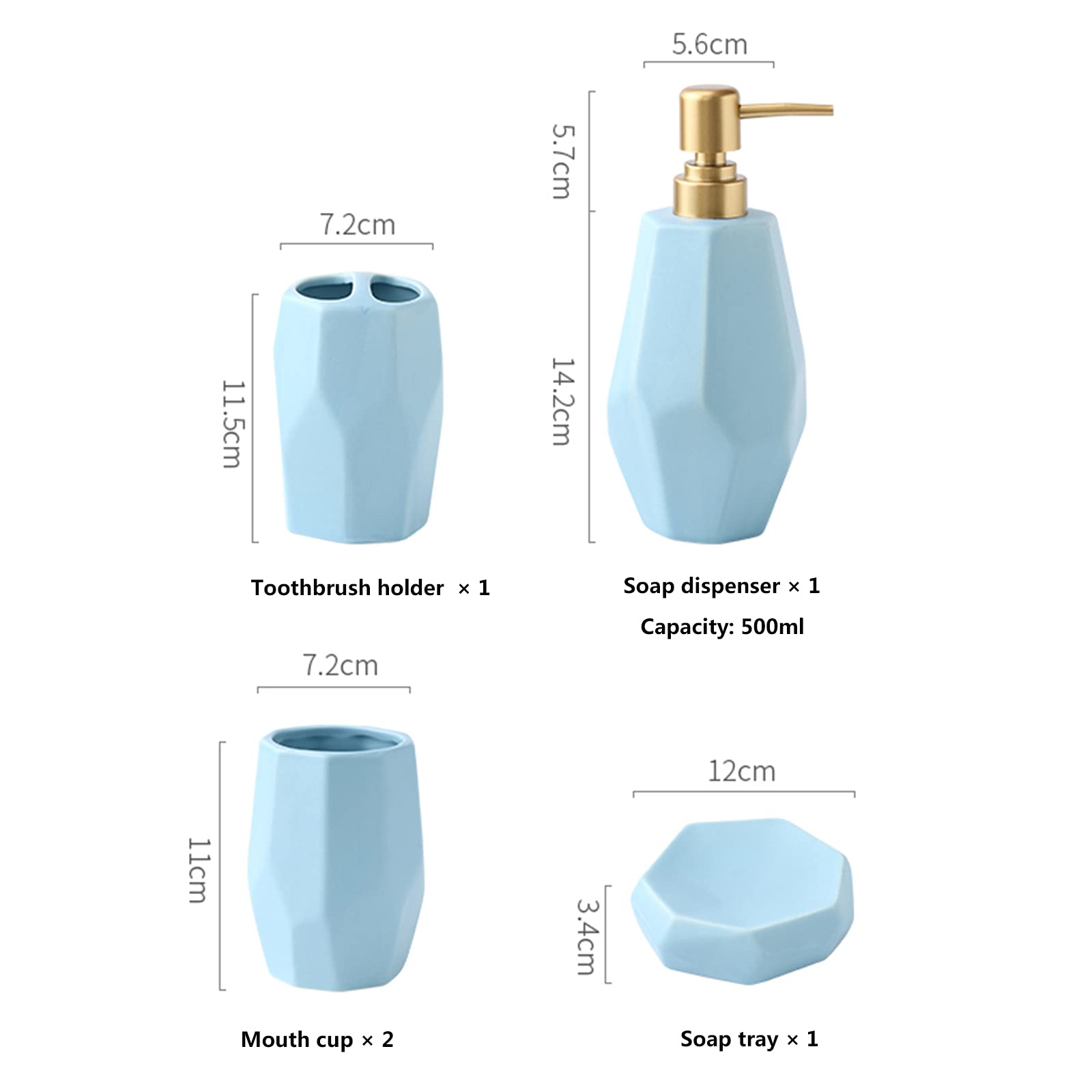 Juegos De Accesorios De Baño De Lujo con Luz Nórdica, Accesorios De Baño Cerámico con Dispensador De Jabón, Plato De Jabón, Soporte para Cepillo De Dientes, Taza,Verde,5Pcs