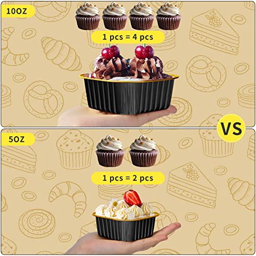 Heyyumi 10Oz Aluminum Foil Brownie Pans With Lids And Spoons, 40 Pack Square 4”X4” Disposable Ramekins Muffin Tins,Mini Cake Pans Baking Cups,Individual Cupcake Containers Dessert Cups - Black Gold #TOP2