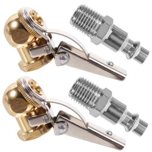 SOLUSTRE Tire Inflator Air Locking Nozzle 2 Sets for Inflator Pump Quick Connect and Zinc Plated Iron