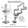 BBYOUTH Wikinger Herren Edelstahl Schmuck - Thor Hammer Anhänger mit Odin Wolf Königskette Pagan Amulett Gothic Halskette,Silber,32Inch #5