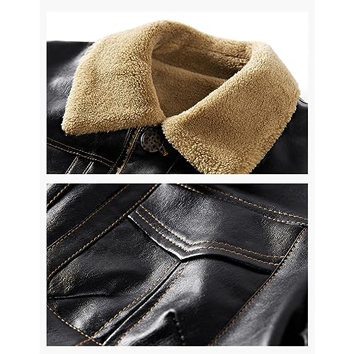 Chaqueta de cuero cálida de invierno para hombre miniatura 4