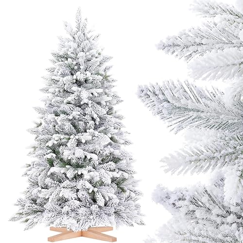 FairyTrees Weihnachtsbaum künstlich | Holzständer | Tannenbaum 150 cm,...