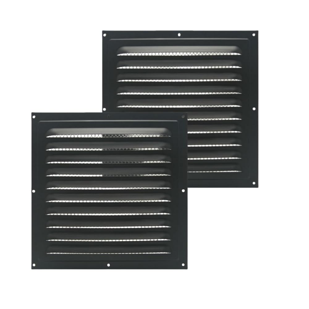 Naisfei 2 pcs Ventilation louver attic Vent, 9.84 * 9.84inch Black Gable Vents,Aluminum Wall Vent for Houses Shed,Square Vent Louver Vent for Garage Ceiling