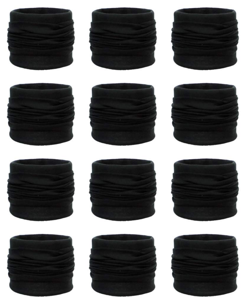 VT VIRTUE TRADERSVT VIRTUE TRADERS Unisex Headwear Headband Head Wrap UV Resistence Sports Bandana Magic Scarf Face Mask (Black Color) (2 Pcs)