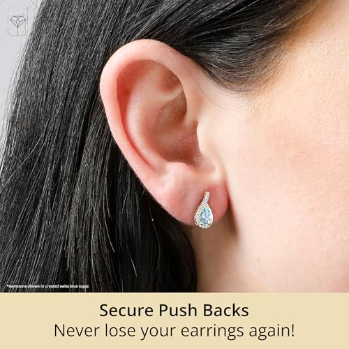 14k Yellow or White Gold Gemstone Pear Shape Drop Stud Earrings for Women with Teardrop Natural Diamonds and Push Backs 6mm x 4mm Birthstone by MAX + STONE3