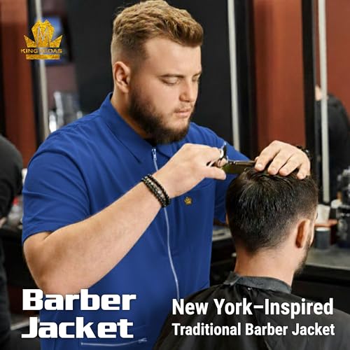 Image of King Midas Professional Barber Jacket for Men - Ultra Lightweight Short Sleeve Barber Smock