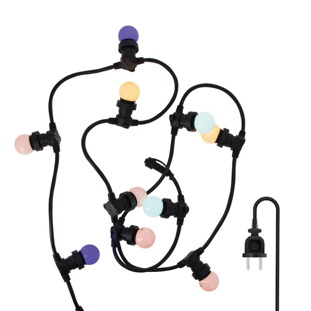 Xanlite GRL5230VBP45RVBJR Lot Guirlande extérieure Extensible câble Noir + 10 Ampoules LED Multicolor culot E27 Multicolore