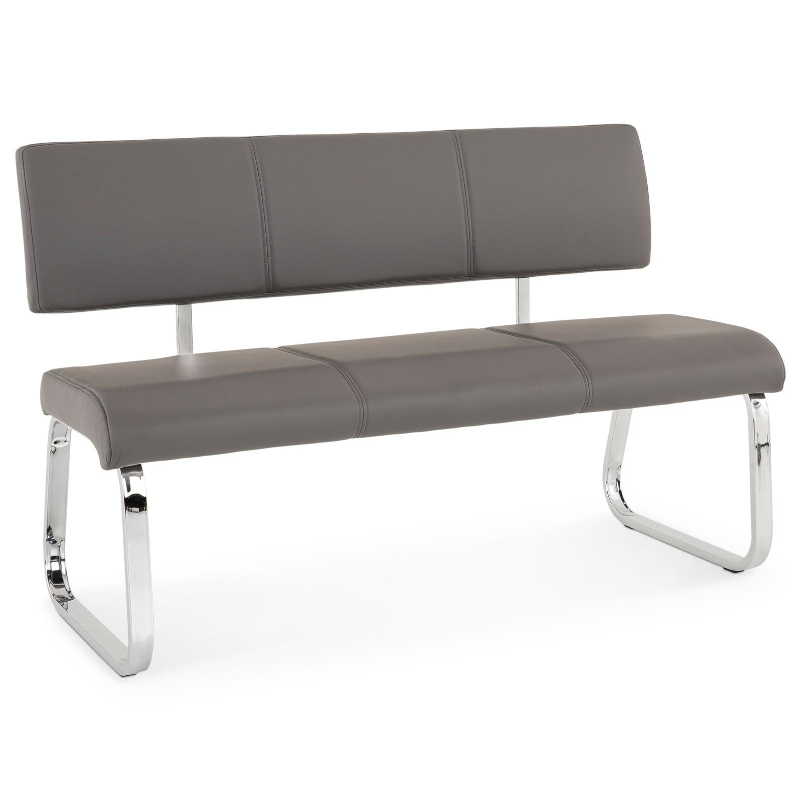 IDIMEX Banc Design Vilas siège avec 3 Places, Banquette au piètement chromé et Dossier au revêtement synthétique Gris