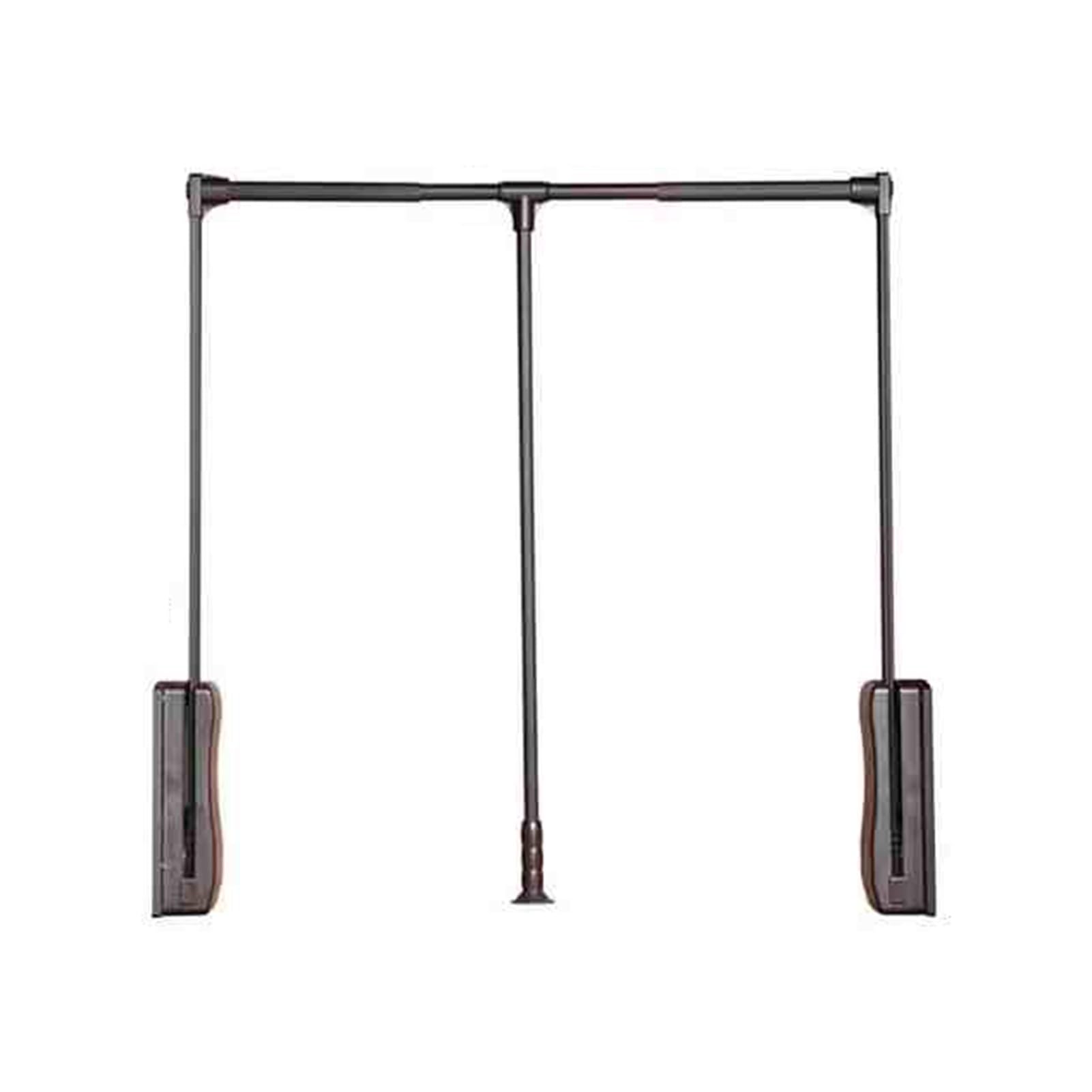HTTGDGDH Adjustable Pull Down Closet Rod, Dual-Buffer Liftable Clothes Hanger For Cabinet 21.65-49.21 Inch, Heavy-Duty 33 Lb Capacity, Silver,Black-550-700mm