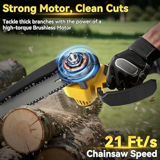 Scie à perche sans fil de 20,3 cm et mini tronçonneuse 2 en 1, scies à perche électriques sans balais compatibles avec batterie Dewalt 20 V (sans batterie) avec perche télescopique de 2,5 m, chaîne de