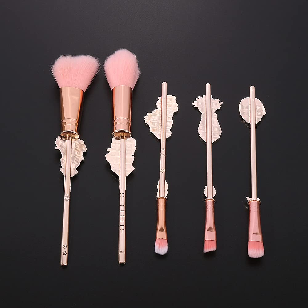 Jujutsu Kaisen Make-up-Pinsel-Set, 5-teilig, Anime Itadori Yuji Cosplay Geschenk Make-up Pinsel-Set für Frauen und Mädchen (Jujutsu Kaisen) - Pink