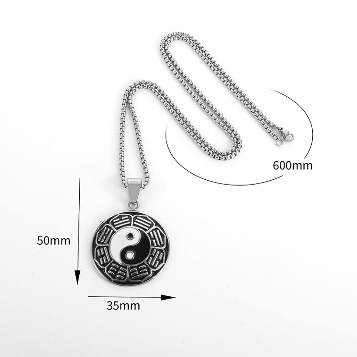 Collana Ciondolo Yin Yang Stile Tai Chi - Unisex, Amuleto Fortuna, Moda Streetwear | Regalo Ideale