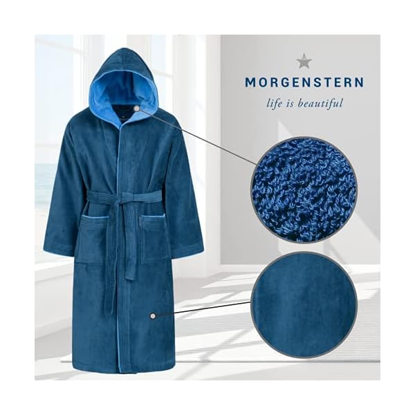 Morgenstern Bademantel Kinder & Teenager I Kapuze I 100% Baumwolle I Frottee Velours I Lang – Bild 5