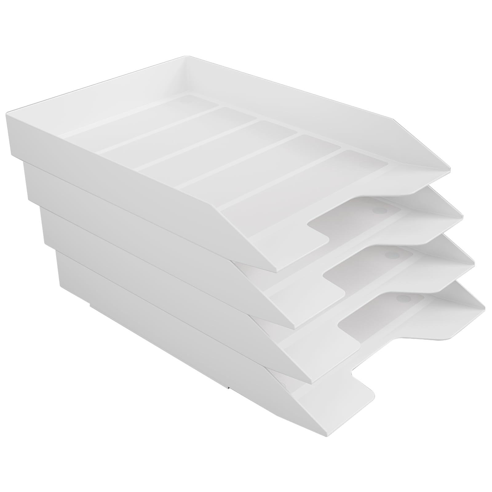 Acrimet Stapelbare Briefablage, 4 Etagen, Frontlader, Schreibtisch-Organizer, A4-Briefgröße, Kunststoff, Weiß