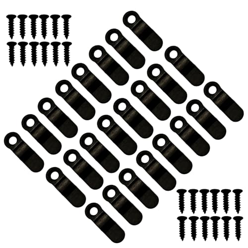 Image of 80 Pcs Metal Bow Shape Picture Frame Turn Buttons with Screws - Black, 1 Inch - Ideal for Hanging Pictures, Drawings, Photos, and Crafts - Durable Photo Frame Backing Clips - Hardware Set