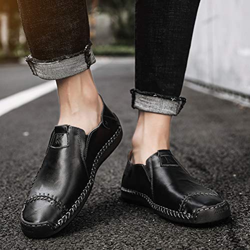 WILTENA Fashion Mens Genuine Leather Loafers Male Hand Stitching Casual Shoes Comfort Slip On Driving Shoes4