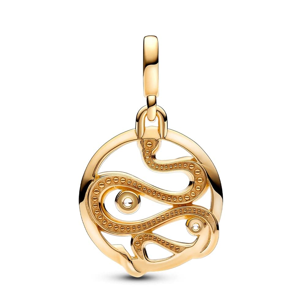 Pandora ME - Ciondolo a forma di serpente con pavé placcato oro 14 carati, con zirconi cubici