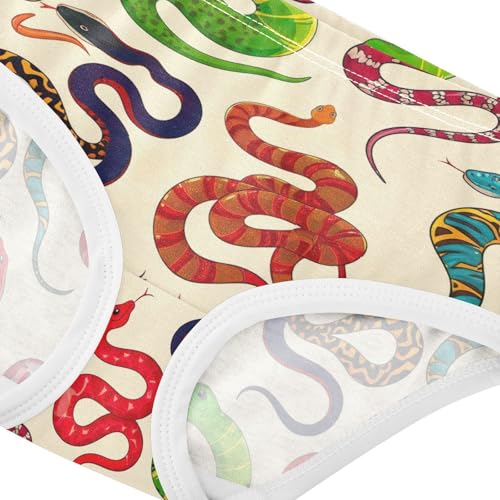 Joisal Vintage Snakes Beige Girl Panties Cute Toddlers Underwear Floral Cotton Fun Undies Kids Briefs 2t4