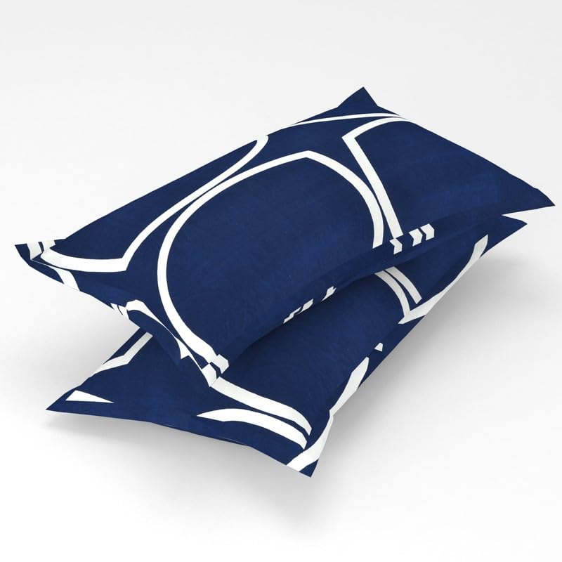 Luxury Trends Cotton Pillow Cover/Case Set (2 Pcs) - 20"x30" inches, Navy Blue