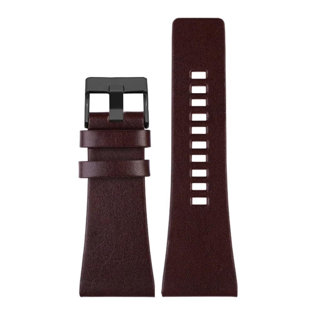 AMAUPCKCA 24mm 26mm 28mm 30mm 32mm Soft Cowhide Strapfor Diesel Watch Dz4323 Dz4318 Dz4329/ Friday Series Large Size Cowhide Strap(Dark Brown bk,32mm)