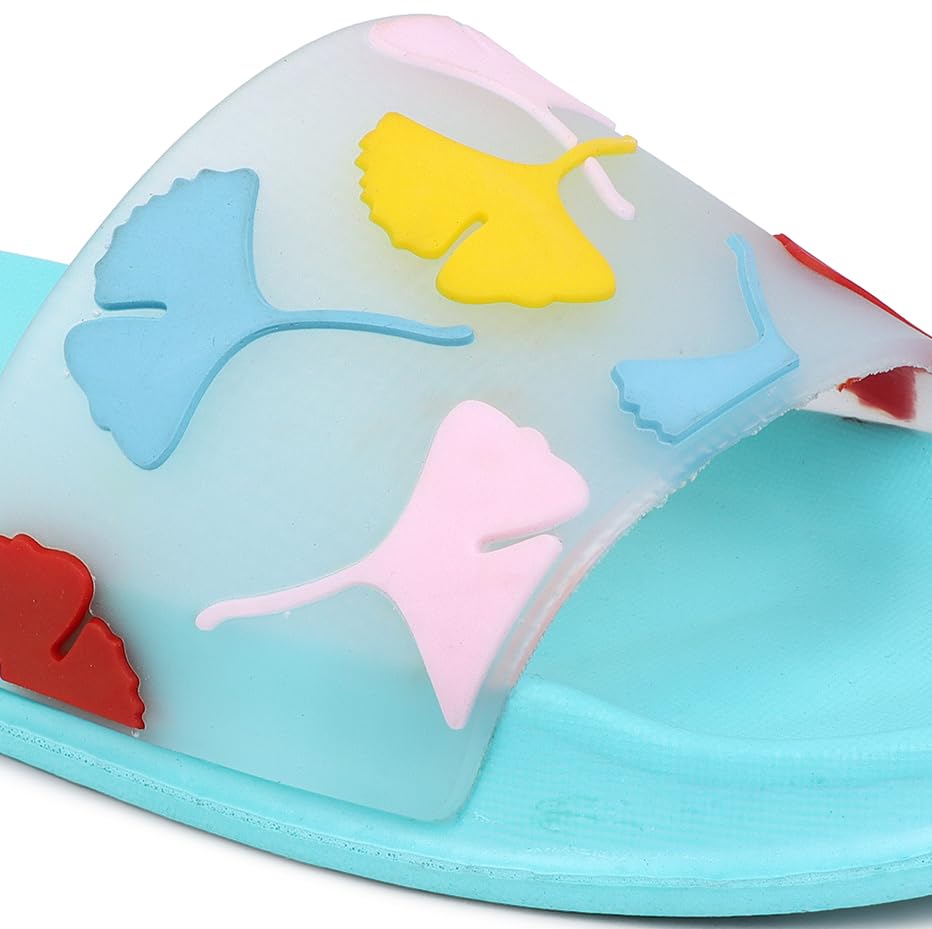 Image of Pampy Angel Transparent Leafs Women's Flip Flops Slides Back Open Household Comfortable Slippers