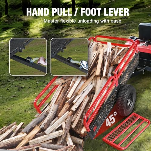 BIG RED Heavy Duty ATV Trailer Steel Dump Cart: Yard Garden Trailer for Lawn Mower, Tractor, Garden Waste - 1,500lbs, 15 cu.ft Capacity - Image 4