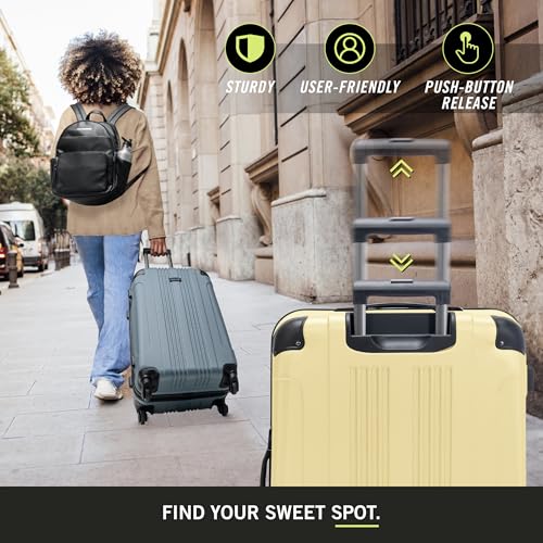 Image of Kenneth Cole REACTION Out of Bounds Lightweight Hardshell 4-Wheel Spinner Luggage, Pale Banana, 20-Inch Carry On