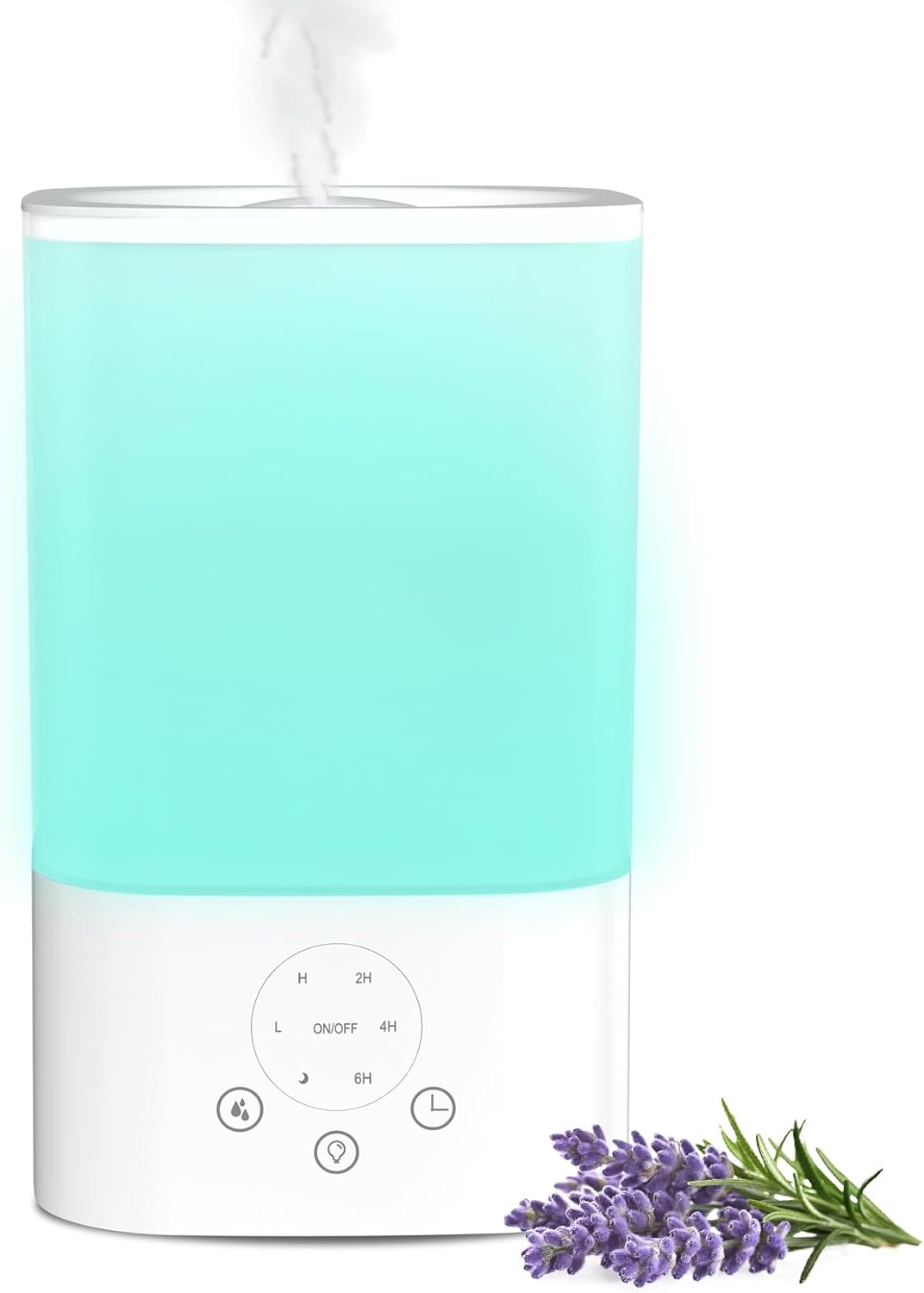 3.2L Cool Mist Humidifiers for Bedroom,Humidifiers for Baby Nursery＆Plants,3 in 1,Top Fill,360°Nozzle,Timer,24DB Quiet,BPA Free,Tap to Operate,White