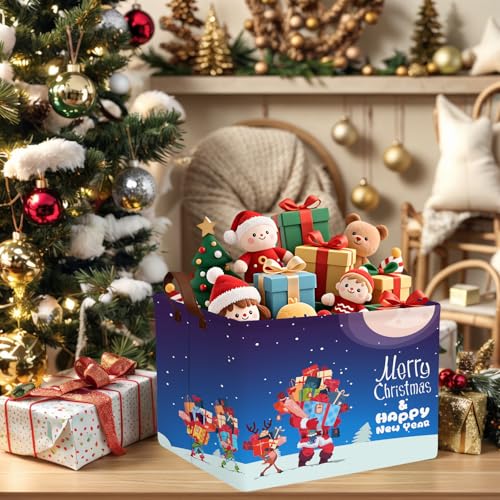 Image of Empty Large Christmas Basket for Gifts Women Collapsible Storage Bin Kids Toy Box Holiday Decor (Santa Claus Gift)