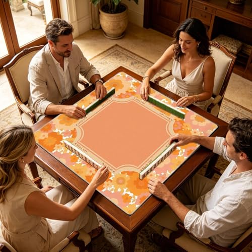 Tapis de table mahjong 80cm carré au style de jeu botanique - 3