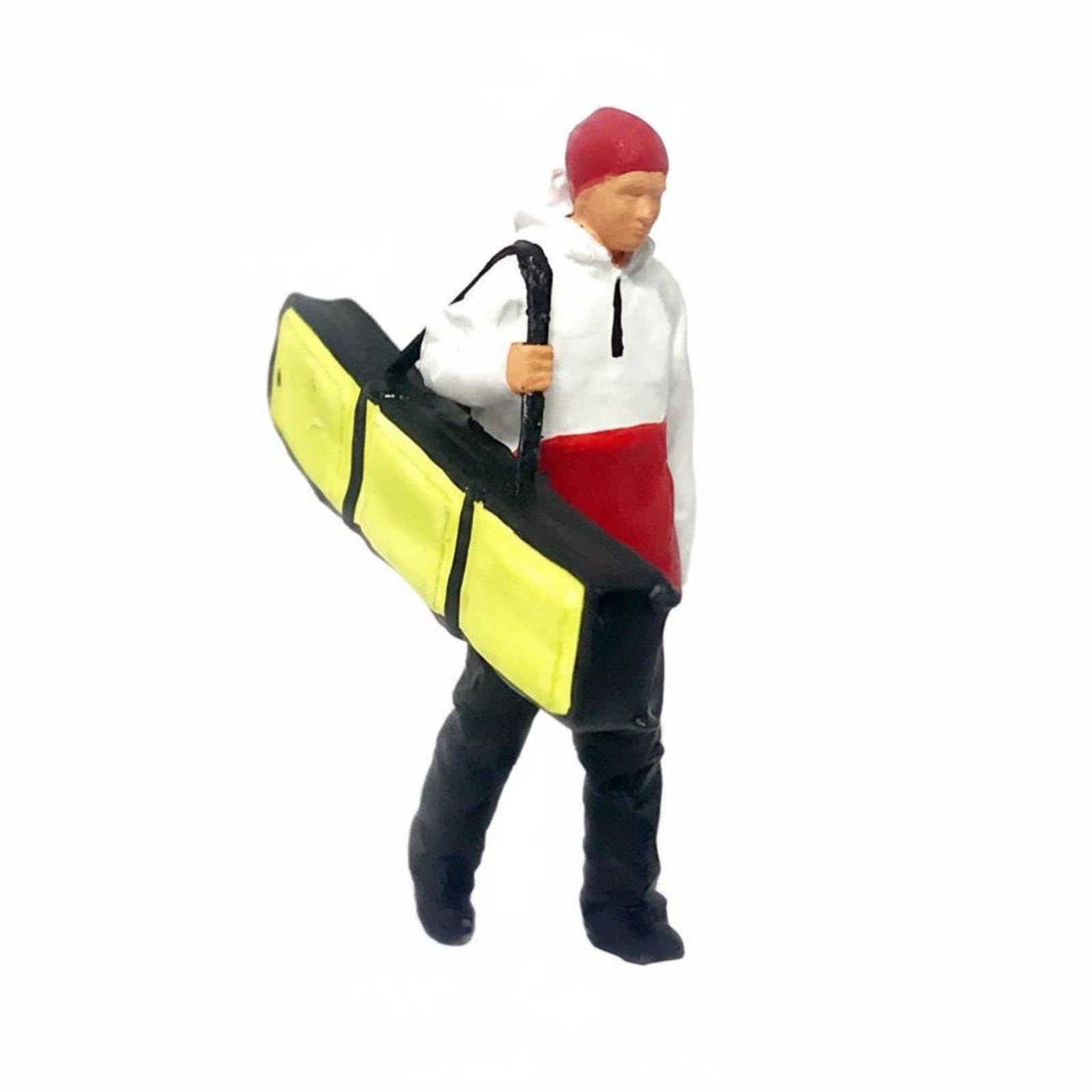 SECRET DESIRE 1:64 Ski Figure Photo Props Winter Sports Snowboard Miniature Collectible Miniature Skier Model for Diorama, Collecting 164 Bkpk Boy White Red-image-6