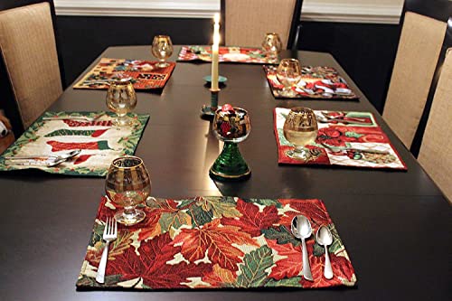 Tache 4 Piece Autumn Orange Brown Thanksgiving Leaves Fall Foliage Tapestry Woven Kitchen Dining Table Placemat Set #TOP1