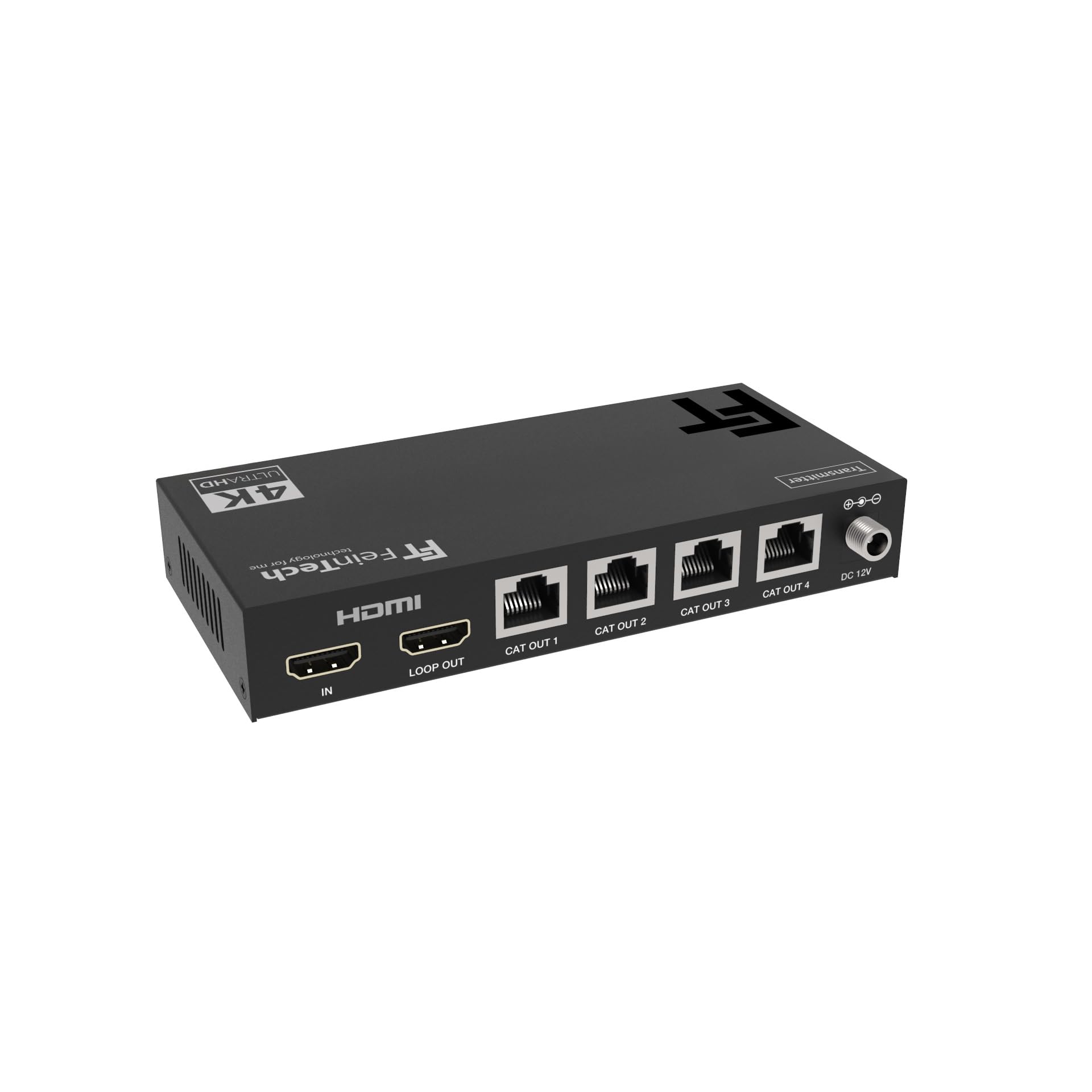 FeinTech SX430 HDMI 2.0 Splitter 1 in 4 Out + Loopthrough Extender 60 m Over CAT LAN 4K 60Hz