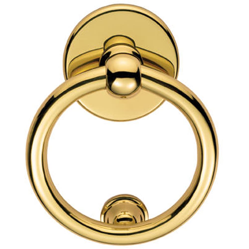 Ring Door Knocker Strike Plate Included 115Mm Fixing Centres Polished Brass 5056492581287