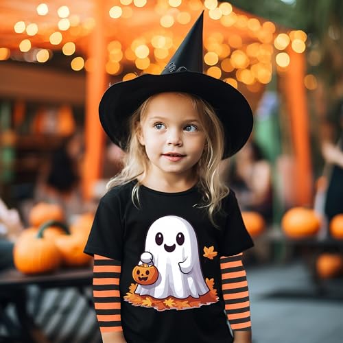 Kids Halloween Shirt Boys Girls Skeleton Hocus Pocus Pumpkin Face Glow in The Dark Graphic Tees Stripe Toddler Long Sleeve2