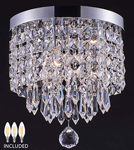 Preisvergleich Produktbild Smart Lighting-Shupregu,Mini Kristall Deckenleuchte,Kristall Deckenlampe für Flur,Eingang, Schlafzimmer Usw. Moderne Deckenleuchte Mit 3 Dimmbare Led BirnenKostenlosDurchmesser 25cm